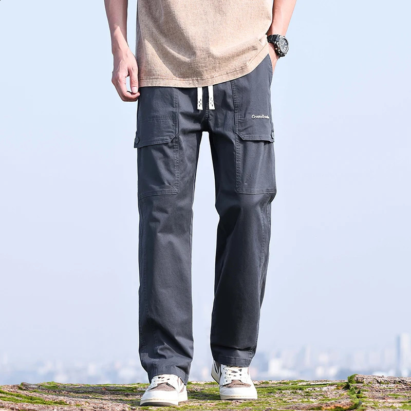 Summer Thin Breathable Mens Baggy Casual Pants Drawstring Elastic Waist Pants High Quality Casual Trousers Solid Color 240822