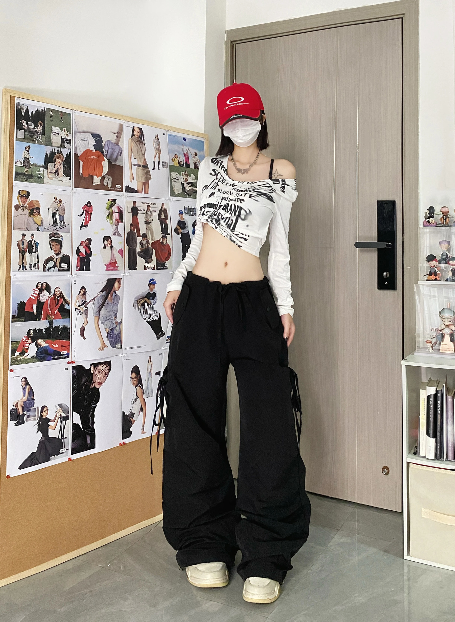 Womens Grey Y2k Cargo Pants Streetwear Harajuku Japanese 2000s Style Baggy Parachute Pants 90s Vintage Trousers Fashion Clothes 240821