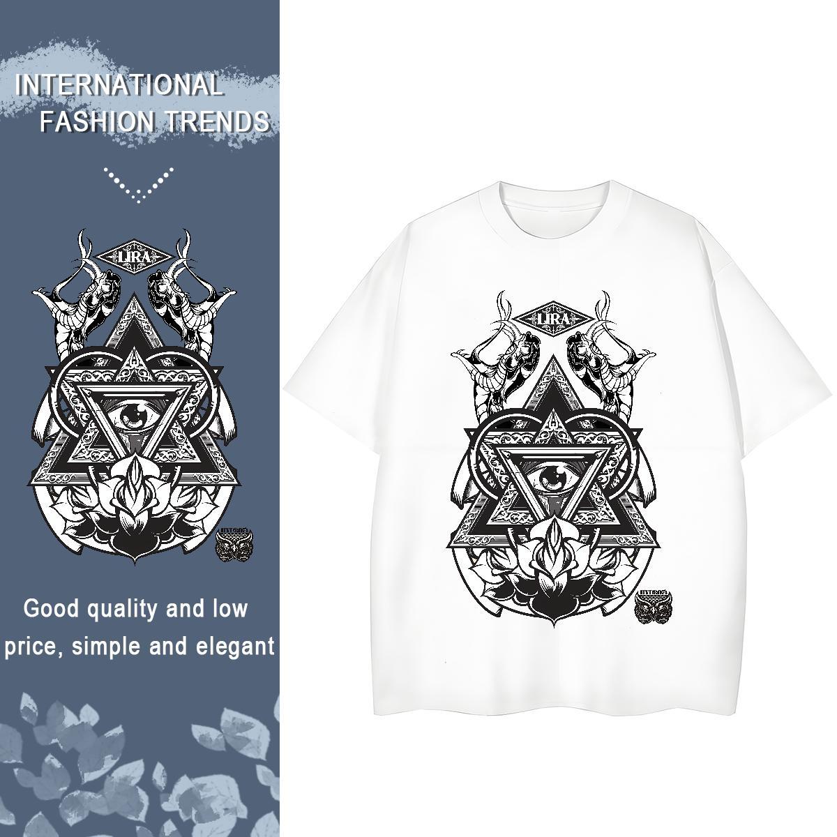 Fashion Casual Womens T Shirts 230g 100% Cotton Breathable Short Sleeve Daily Wear eye of the devil Woman Tshirt Soft Anime Print Polos