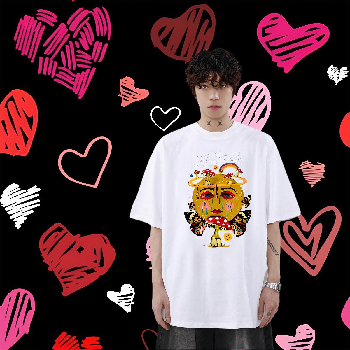 Fashion New Men Tops Tees 230g Cotton Anime Printing Street rainbow O Neck Short Sleeves Men T Shirts Cool Design Custom Print Plus Size Tshirts