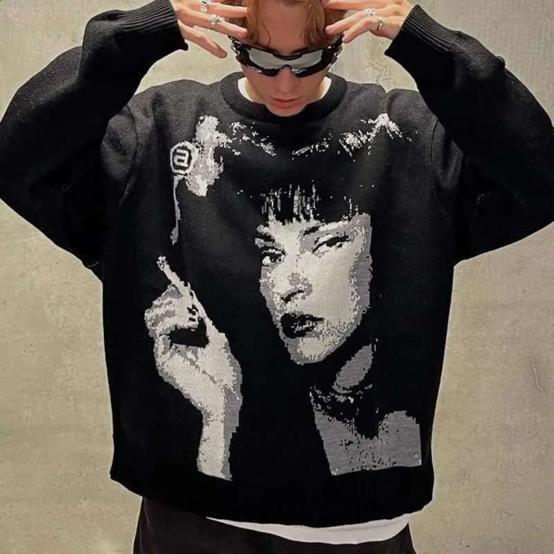 Oversized Sweater Loose Y2K Pullovers Aesthetic Streetwear Pullover Unisex pullover women ins warm Anime Winter Casual Top 240821