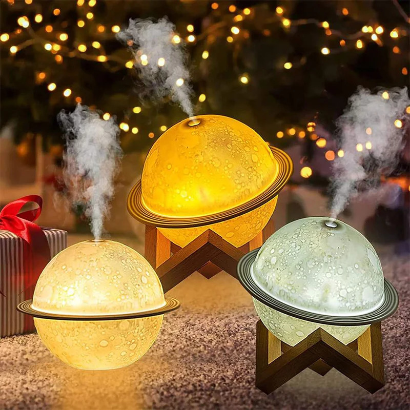 Lunar 200Ml Cool Mist Humidifiers Aroma Oil Diffuser Mini 3D Moon Lamp Ultrasonic Home Room Air Humidifier Moon Humidifier 240821
