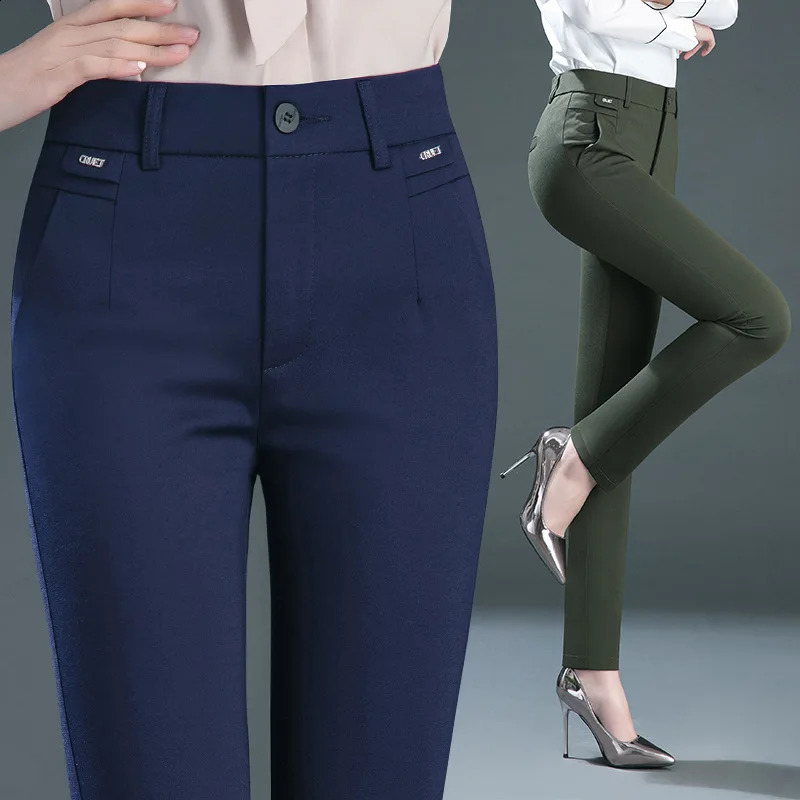 Multiple Pockets Y2k Clothes Straight Leg Pants Elegant Woman Dress Pants Womens Stretch Casual Trousers Clothing 240821