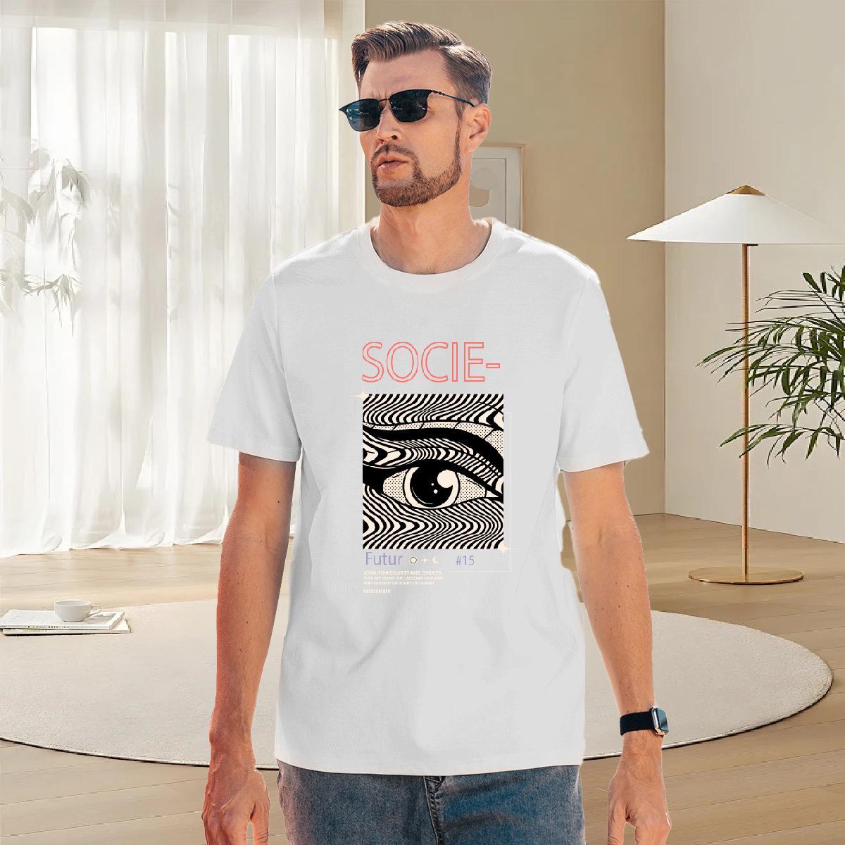 Popular Couples T Shirts Anime Printing Street 100% Cotton 230g Custom Big Size Short Sleeve Soft eyes T Shirts Men Fashion Designer Tees Shirts