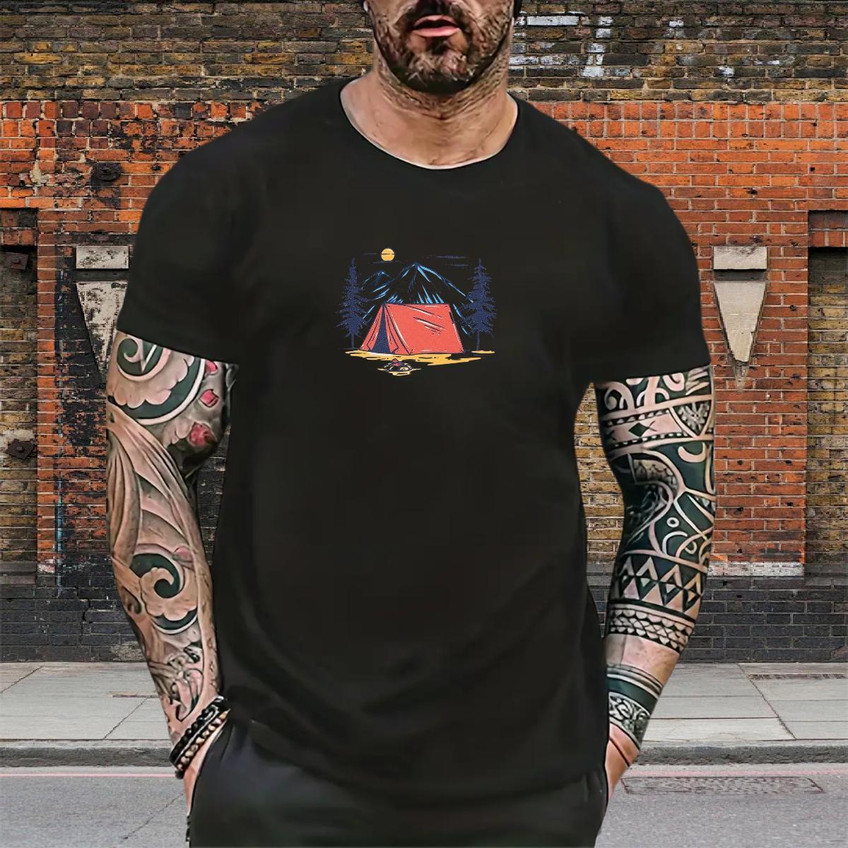 Unisex Mens Tshirts Casual Beach 100% Cotton 230g Custom Printing O Neck Short Sleeves mountains T-Shirts for Men New Tops Tees