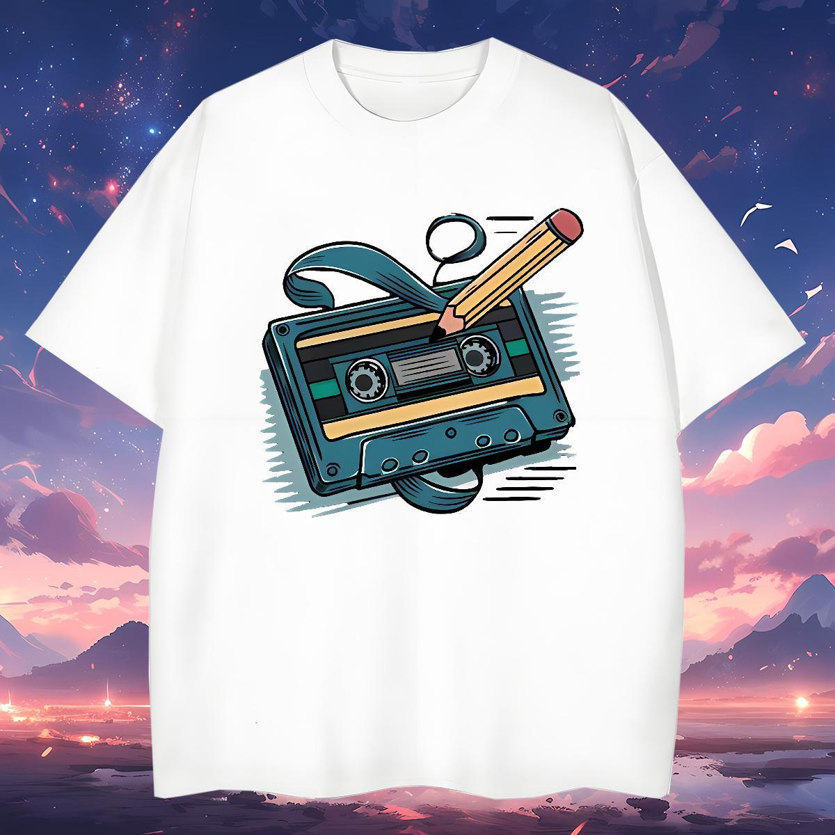 Wholesale radio Mens T Shirts Hip Hop Men Tshirts 230g 100% Cotton Classic Breathable Short Sleeve Anime Print Clothings