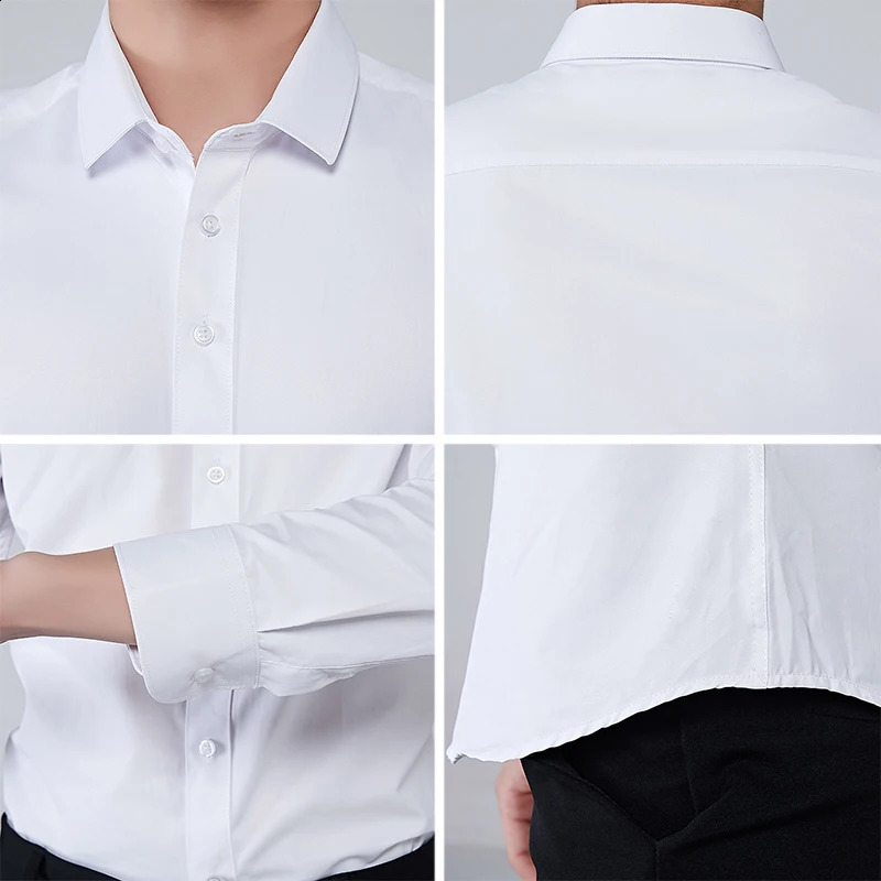 TFETTERS Autumn Hydrophobic Men Shirt Business Casual Long Sleeve Solid Shirt Men Cotton Slim Turn Down Collar Shirt 240822