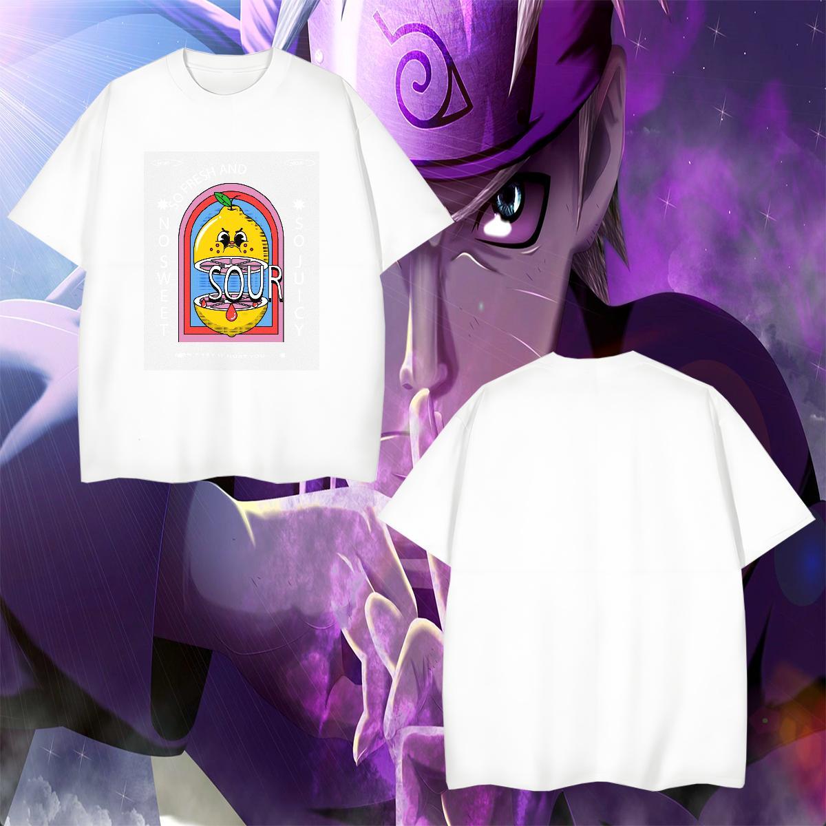 Cool lemon T-Shirts Street Couples T Shirts 230g 100% Cotton 2024 Summer Round Neck Short Sleeve Anime Tops