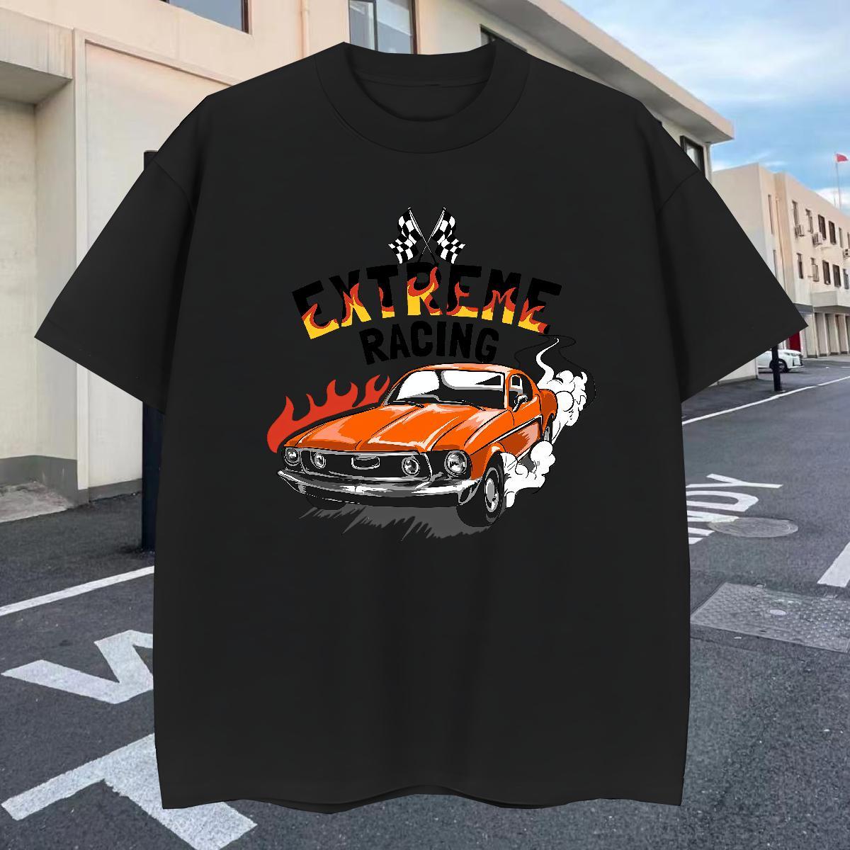 Cool Design Couples T Shirts Casual Beach 230g Cotton Oversized 3XL 4XL Breathable Crew Neck car T-Shirts for Men Wholesale Tee Shirt