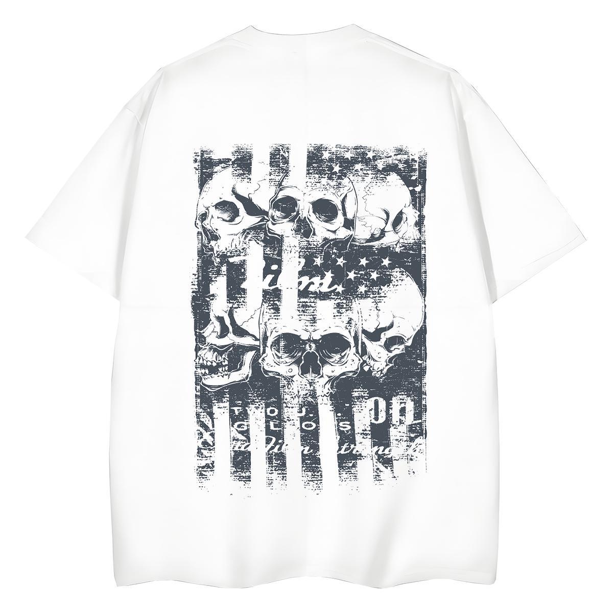 Fashion New T shirt 230g Pure Cotton Crew Neck Sports Street Wear skull Unisex Tshirts Designer Custom Printing Tees Shirts