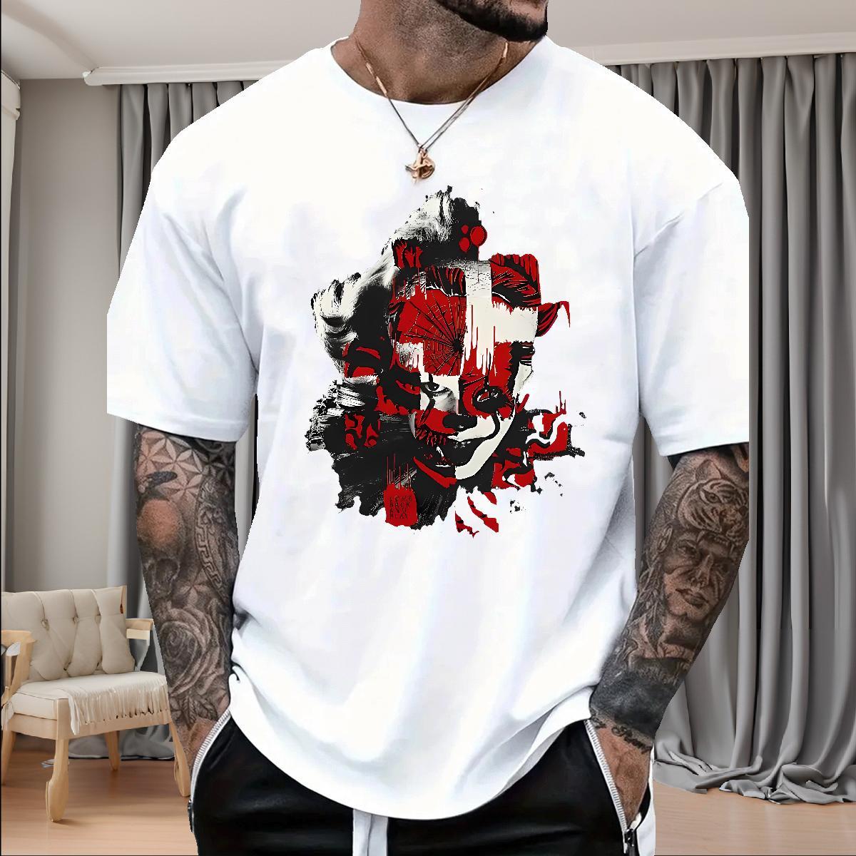 Fashion Casual Men Tees 100% Cotton 230g High Street Hip Hop scary Short Sleeve Soft Man T Shirts Designer Cartoon Print Tshirts