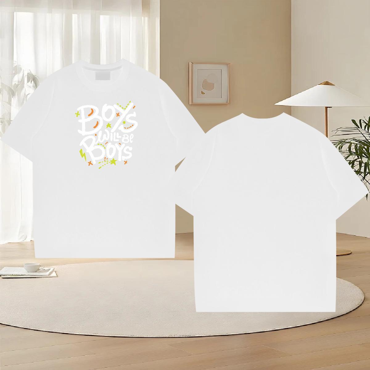 Soft Men Tshirts Casual 230g Pure Cotton Floral Print O Neck Short Sleeves letter Men T Shirts Fashion Designer Top Tees