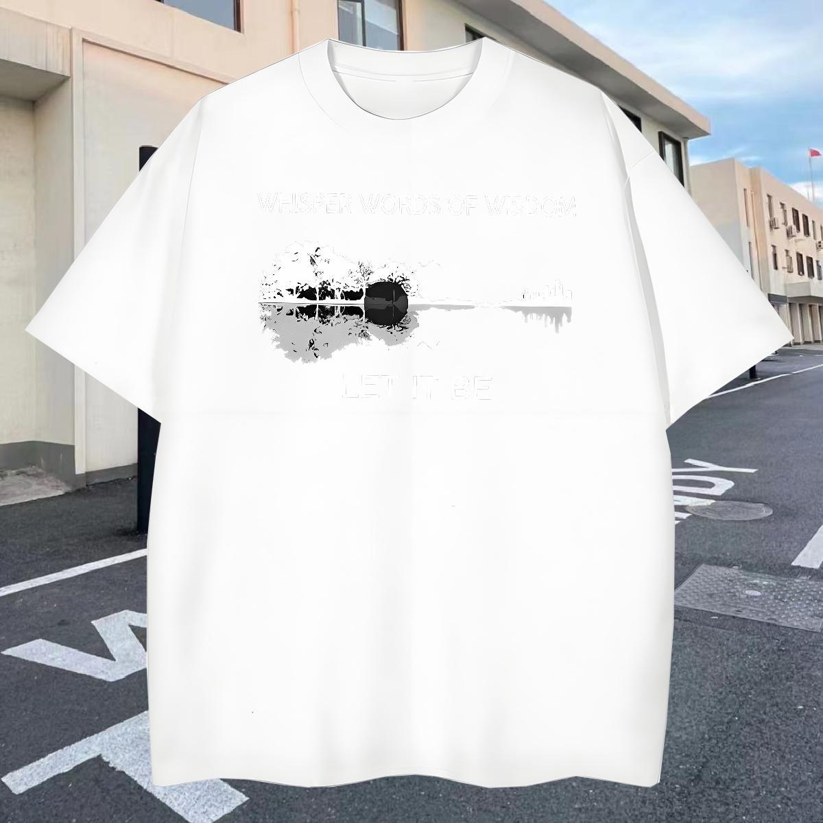 Loose Fit Men Tees Sport 230g Cotton Cartoon Print Short Sleeve O-Neck letter T shirt Fashion Design Tshirts