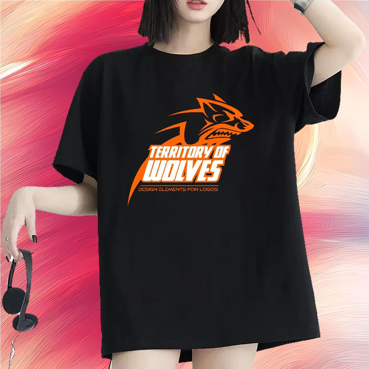 2024 Designer Women T Shirts O-Neck Short Sleeve 230g 100% Cotton Women Tees Customized wolf Home Outdoor Unisex Tee Shirt