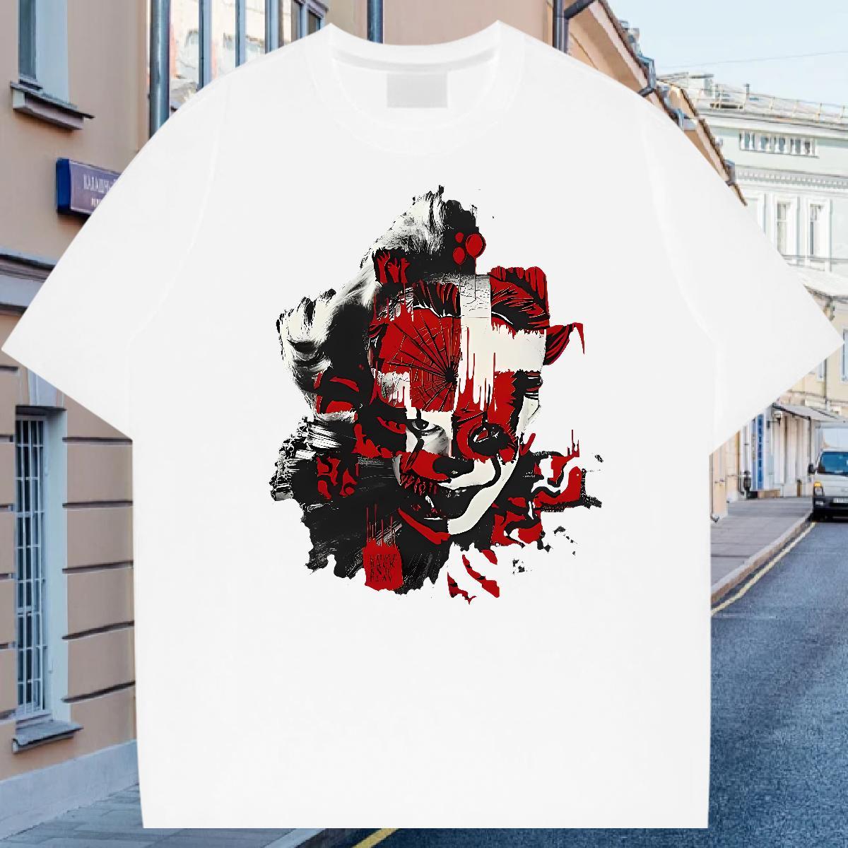 Fashion Designer Men Tshirts 100% Cotton 230g Beach scary Short Sleeve Soft Mens T Shirts Wholesale DIY Top Tees