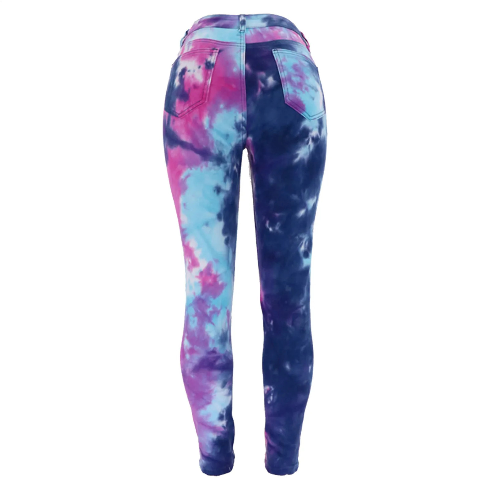 WomenS Wash Light Leggings Color Dye Printing Two Color Gradient Tie Dye Denim Pants Woman Baggy Jeans Women Ropa De Mujer 240821