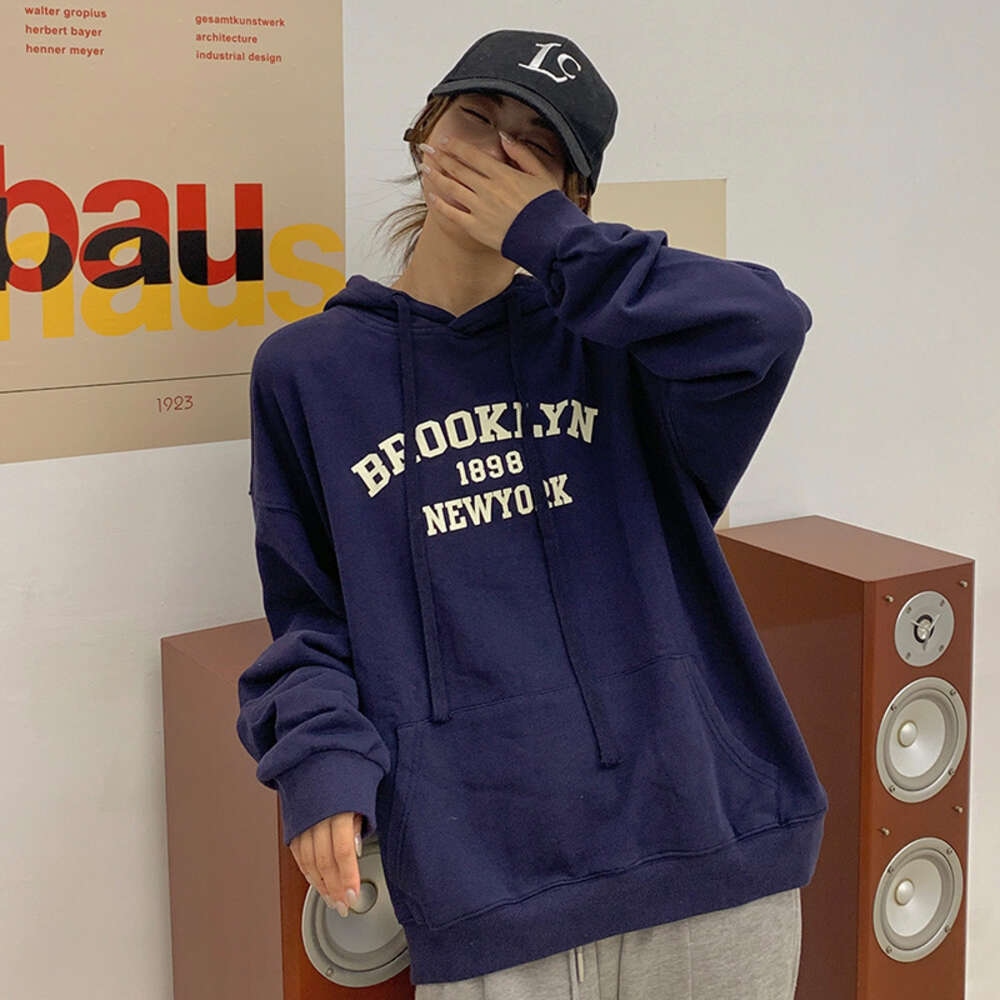 Autumn New Korean Edition Letter Printed BF Style Loose Large Double layer Hoodie Women's Top Coat Trendy dongdumaoyi