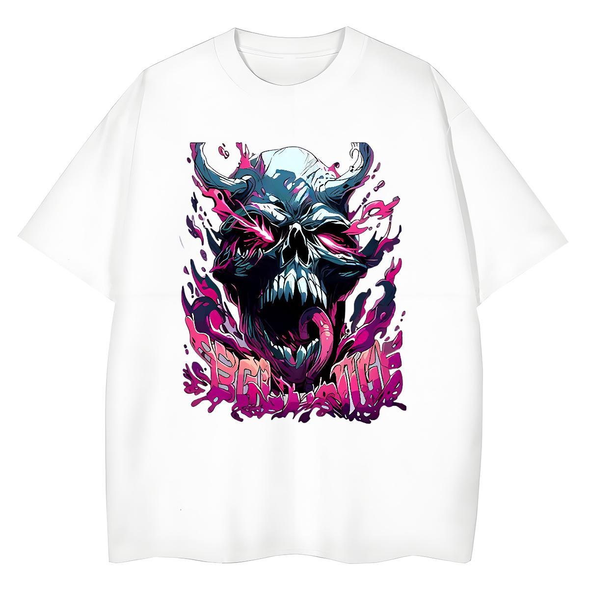 2024 DIY T Shirt For Woman 230g 100% Cotton Breathable Crew Neck Home Outdoor skull Tshirt for Man Woman Comfortable Customized Top Shirts