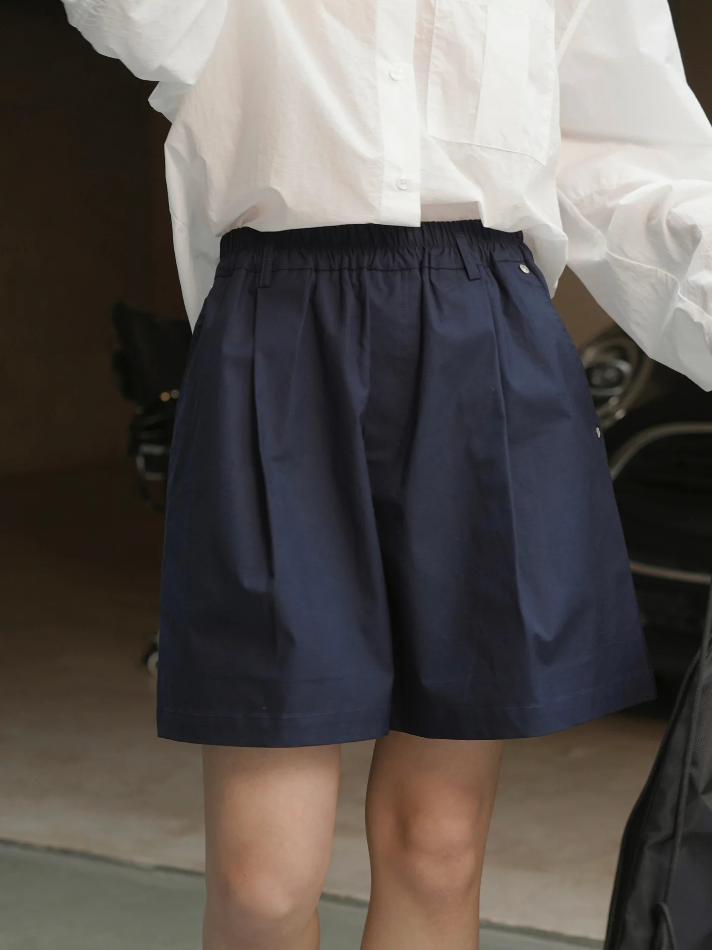 Summer womens casual solid color high waisted loose shorts 240821