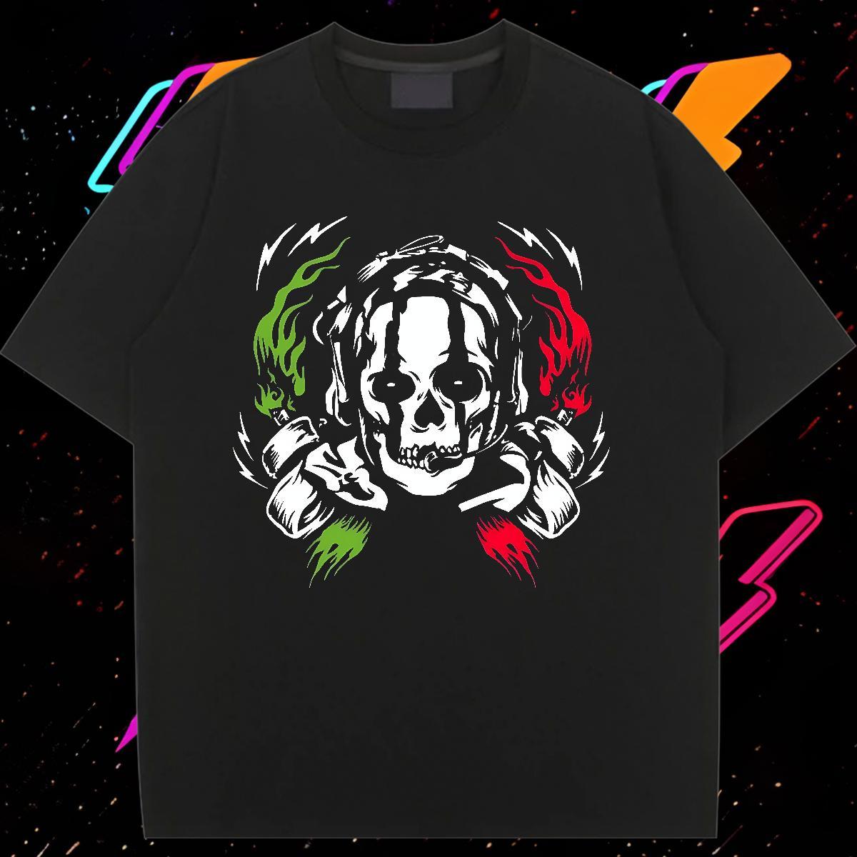Soft Women Tees 230g Cotton scary Sport Womens T Shirts Short Sleeve O-Neck Anime Print Clothes Shirt