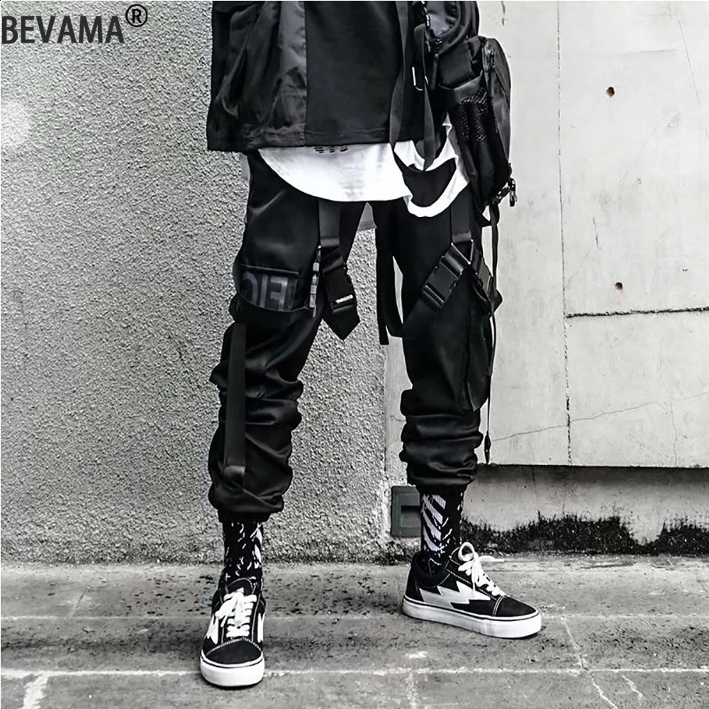 Cargo Pants for Men Casual Hip Hop Pant Loose Large Size Streetwear Sweatpants Straight Leg Pants Hit Color Pocket Men Clothing 240822