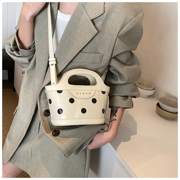 JIAERDI Retro Dot Messenger Bag Women Vintage Handle Chic Casual Bucket Bags Purse Ladies Harajuku Y2k Hand Bag Aesthetic 240821