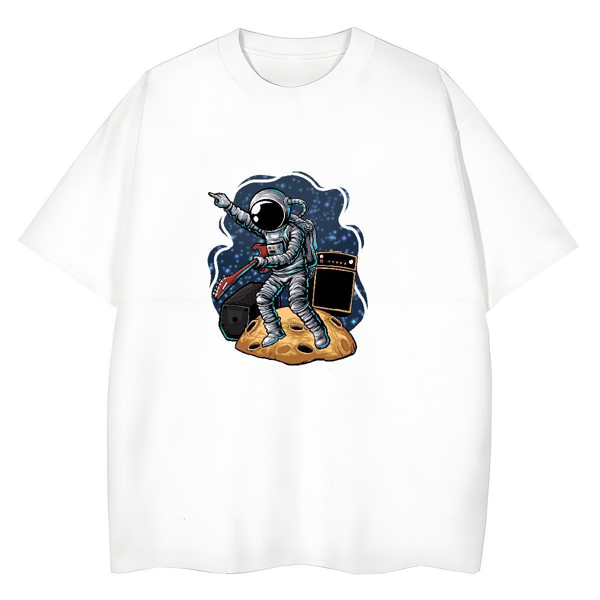 Loose fit Lady T shirt 230g Cotton cosmonaut Sports Street Wear T Shirts Women Short sleeve Soft Custom Printing Tshirts