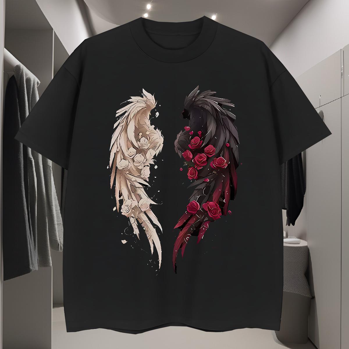 Fashion Casual Men Tees 230g Pure Cotton Hip Hop wing Breathable T Shirts Men Popular Custom Print Plus Size Top Tees