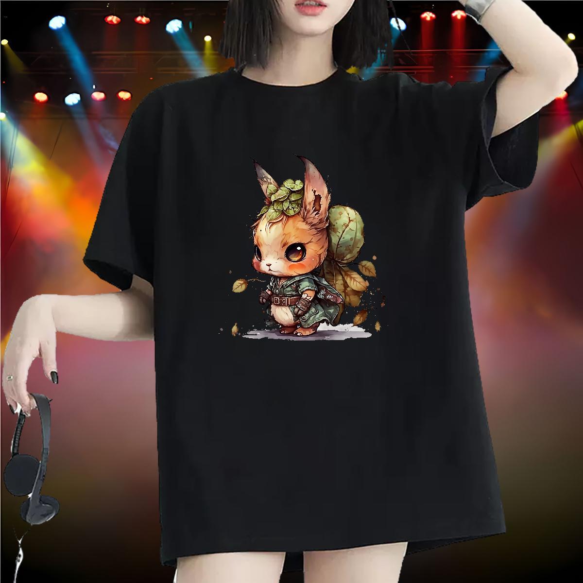 Factory Direct T shirt Breathable 230g Pure Cotton Women Tees DIY Printed rabbit Sport Soft Tshirts