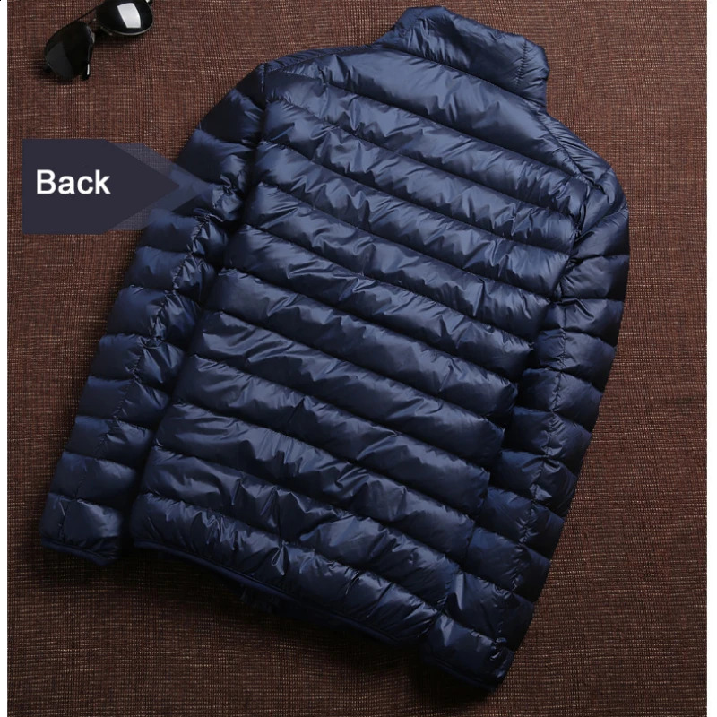Mens Autumn Duck Down Jacket Ultralight Winter Portable Waterproof Travel Park Fashion Stand Collar Thin Coat 240822