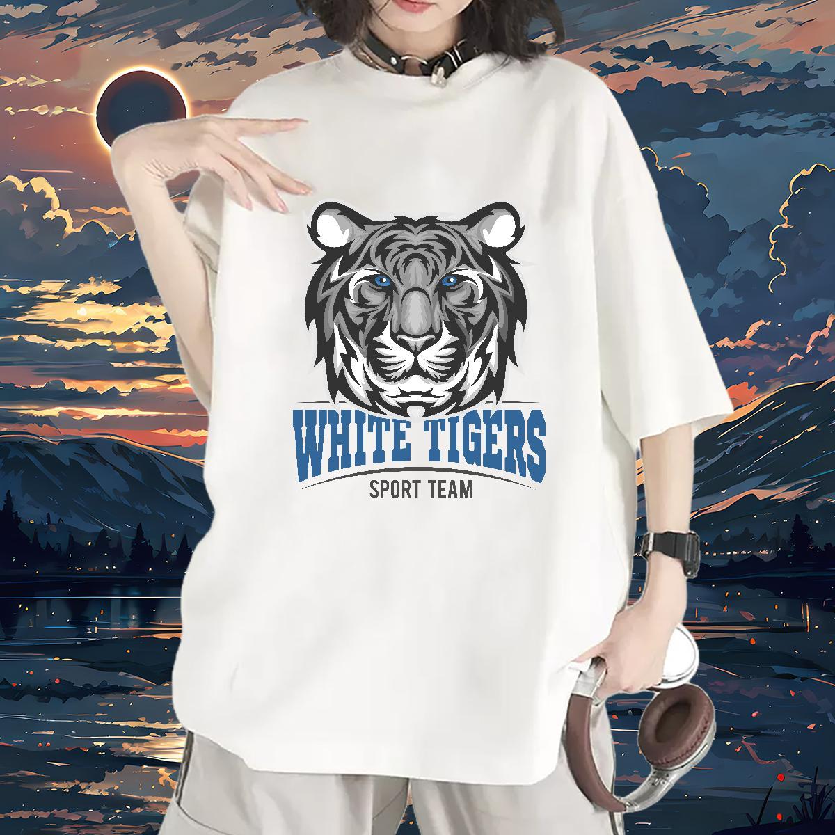 DIY T Shirts Women Short sleeve Soft 100% Cotton 230g Womens Tshirts Anime tiger Beach Designer Nice Tees Shirts