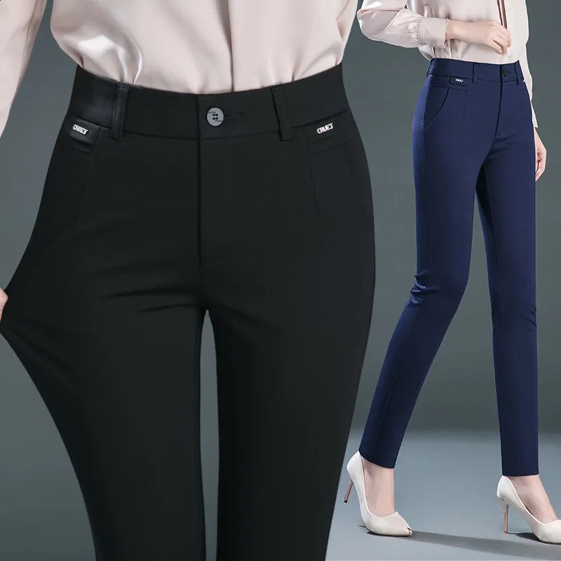 Multiple Pockets Y2k Clothes Straight Leg Pants Elegant Woman Dress Pants Womens Stretch Casual Trousers Clothing 240821