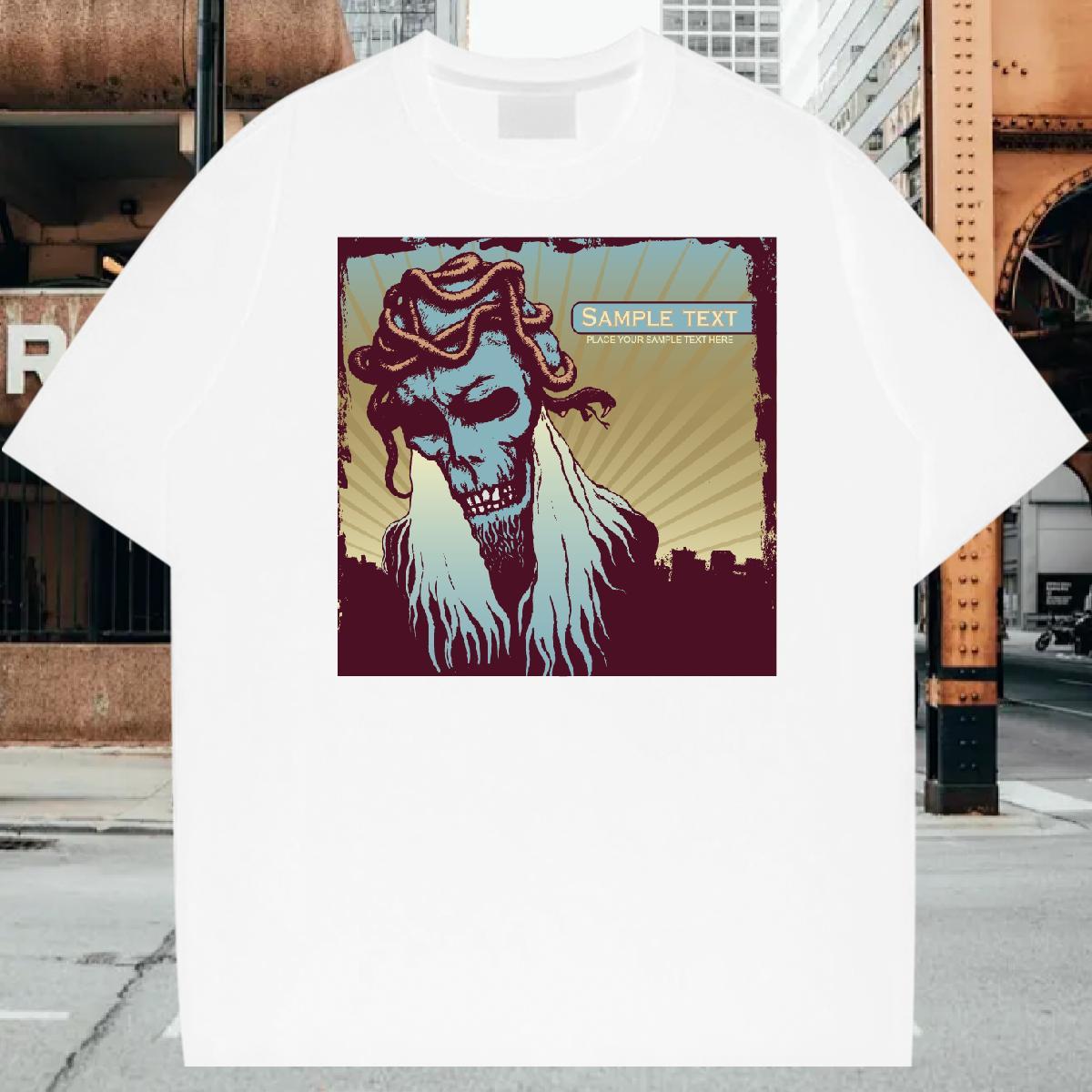DIY Customized Outdoor Men Tops Tees scary Breathable 230g 100% Cotton T-Shirts Wholesale DIY Logo Oversized Clothes
