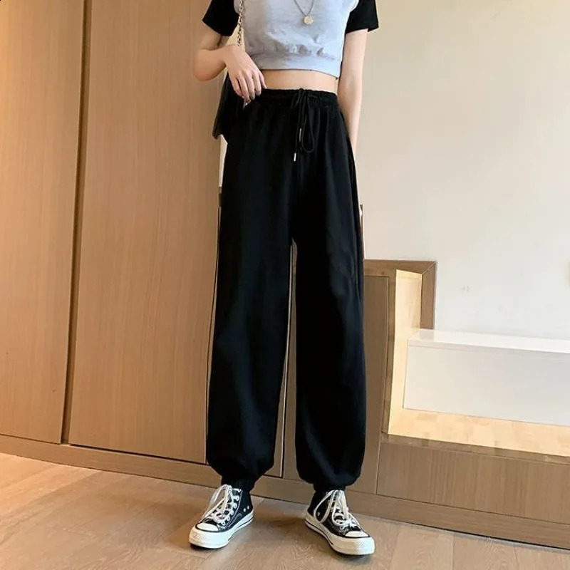 Deeptown Baggy Sports Grey Sweatpants Jogger Korean Womens Summer Pants Casual Harajuku Vintage Y2k Jogging Trousers 240821