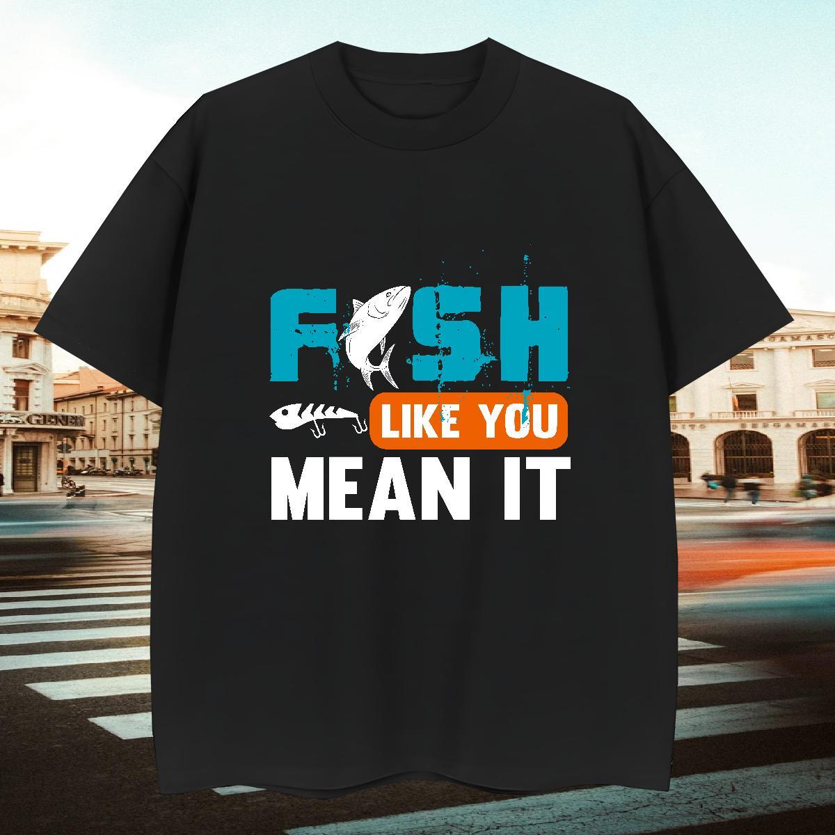 Cool Men Tees High Street Hip Hop 230g 100% Cotton DIY Printed Breathable Short Sleeve fish Mens T Shirts DIY Customized Tops Shirt