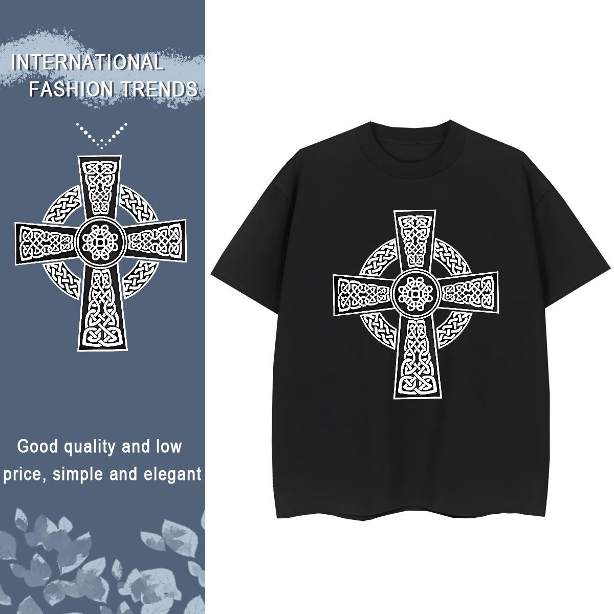 TOP Quality Womens T Shirts 230g Cotton O Neck Short Sleeves Sports Street Wear cross Women Tshirts 5A Cartoon Printing L-4XL Tops