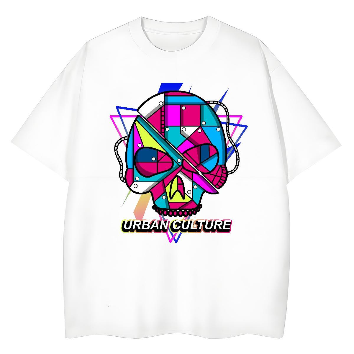 Fashion New Women T Shirts 230g Pure Cotton Breathable Summer Casual skull Tshirt for Man Woman Popular Custom Print Plus Size Tees