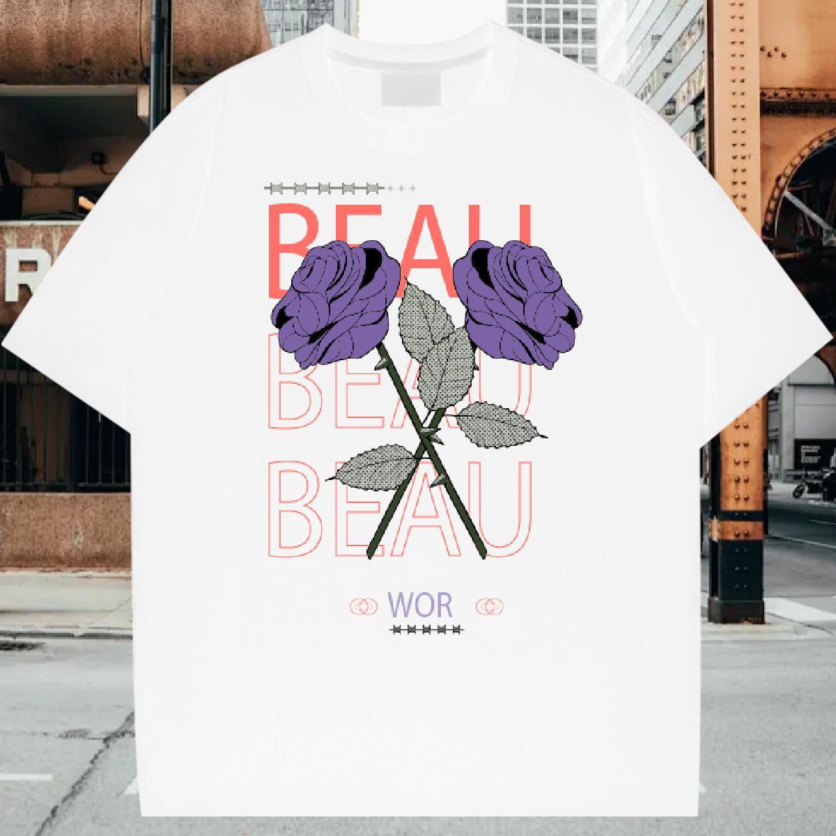 Classic Casual High Street Hip Hop Men Tees flower Round Neck Short Sleeve 230g Pure Cotton T-Shirts for Men Unisex Custom Print Plus Size Tshirts