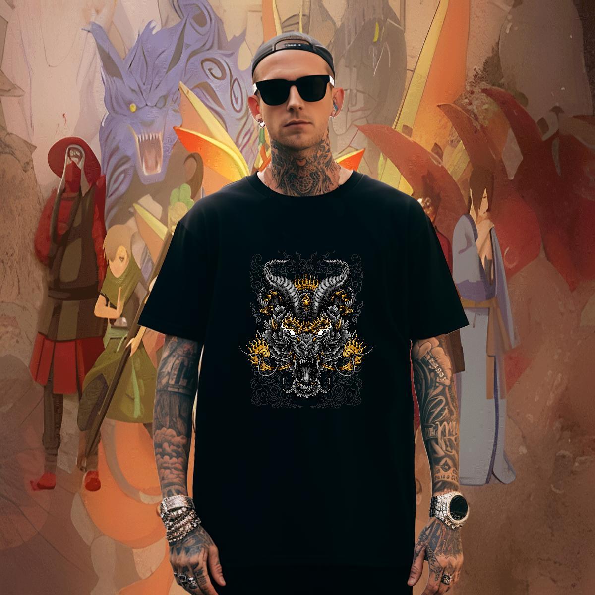 Designer dragon T-Shirts for Men High Street Hip Hop Tshirts 230g Cotton 2024 New Pure Cotton DIY Clothings