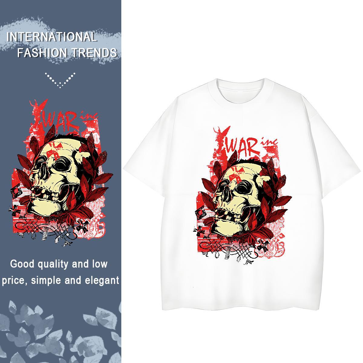 Fashion Designer Tshirts 230g Cotton Street skull Round Neck Short Sleeve T shirt Classic Customized Tops