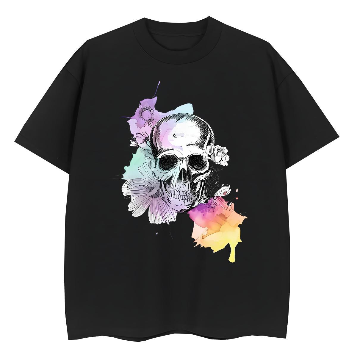 Custom Womens T Shirts 230g 100% Cotton Crew Neck Hip Hop skull Woman Tshirt Female Graphic Tees