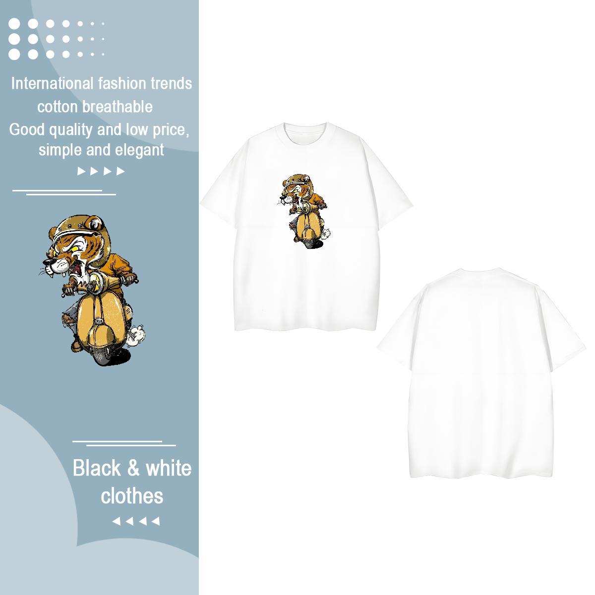 DIY Womens T Shirts Comfortable 230g Cotton Woman Tshirt Custom Cartoon tiger Casual Daily Wear Female Tops Tees