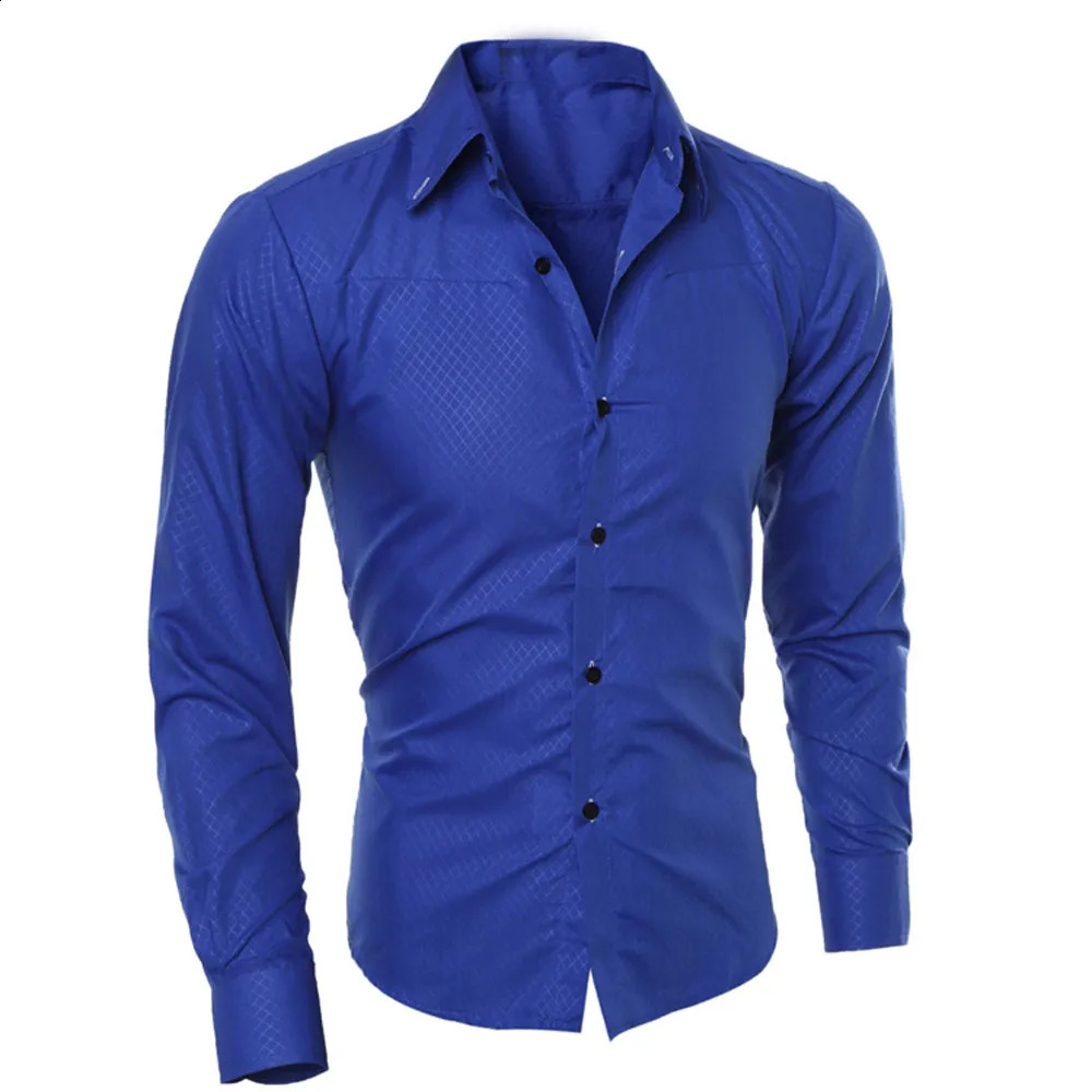 Mens Fashion Printed Shirts Male Long-sleeve Lapel Business Shirts Man Casual Long Sleeve Slim Shirts Tops Blouse Men Clothing 240822