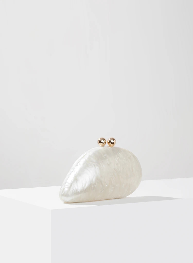 Shell clutch bag acrylic egg womens wedding night party cute ivy pearl wallet handbag summer 240822