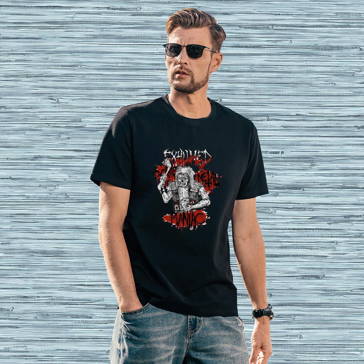 Wholesale Summer Casual Tshirts skull Breathable Crew Neck 230g Cotton Men T Shirts Loose Custom Printing Clothes