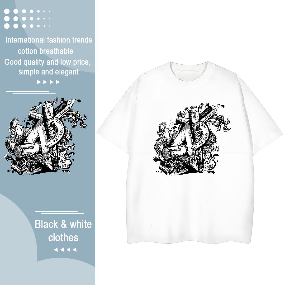 2024 Casual T Shirts Women 230g Cotton Short Sleeve O-Neck Hip Hop eye of the devil Woman Tshirt Unisex White Plus Size Tops Tees