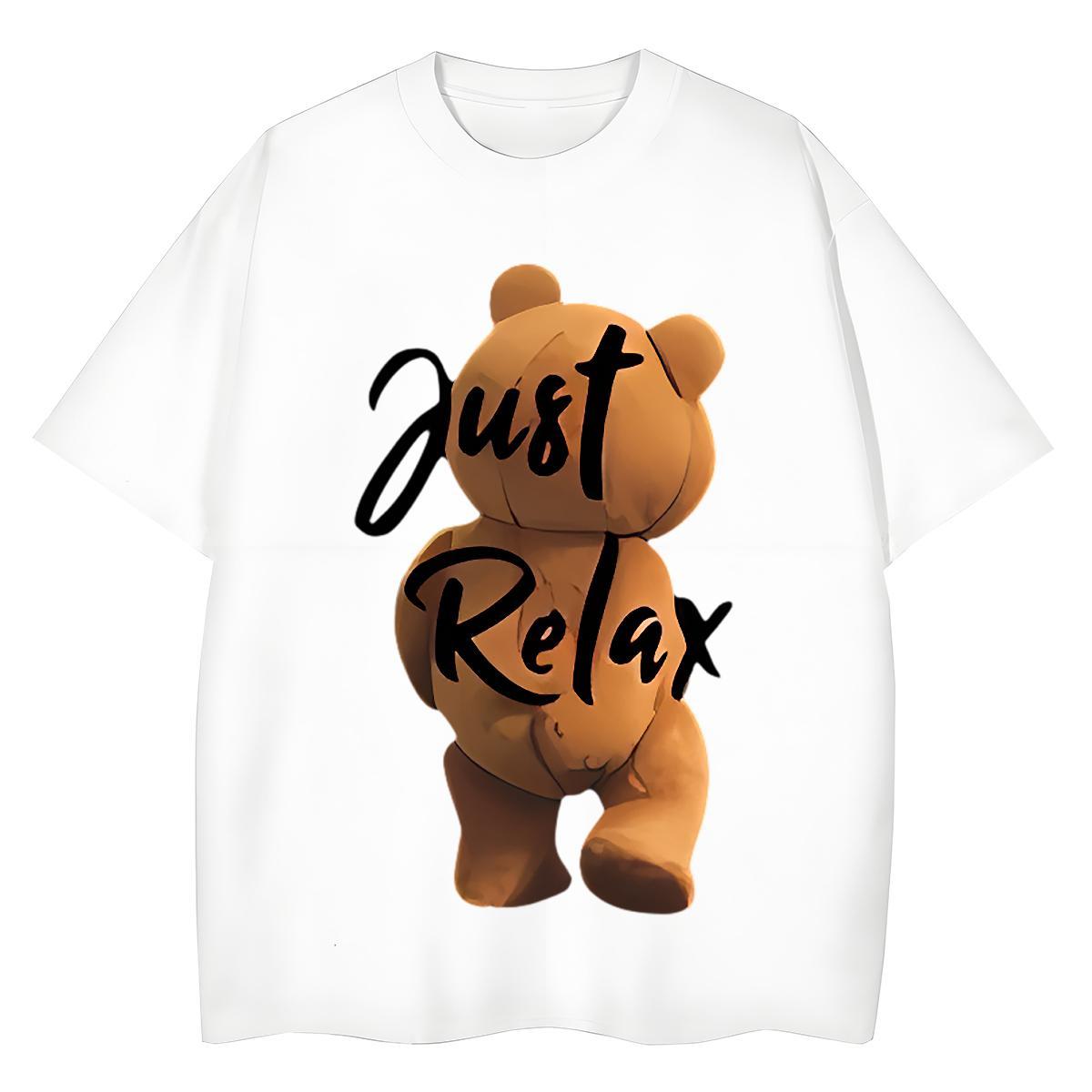 New Arrival Women T Shirts Breathable 100% Cotton 230g Tshirt for Man Woman DIY Anime bear Hip Hop Street Lady Top Shirts
