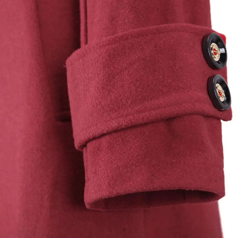 Women Coat Single Breasted Solid Color Lady Overcoat Turndown Collar Slim Fit Long Woolen Coat Female Streetwear 240822