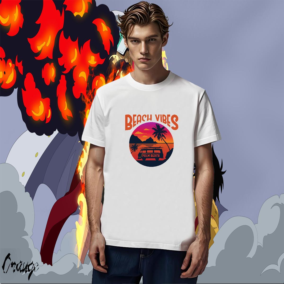 High Quality Couples T Shirts Casual Beach 230g Pure Cotton Custom Print Plus Size Breathable beach T-Shirts New Tops Tees