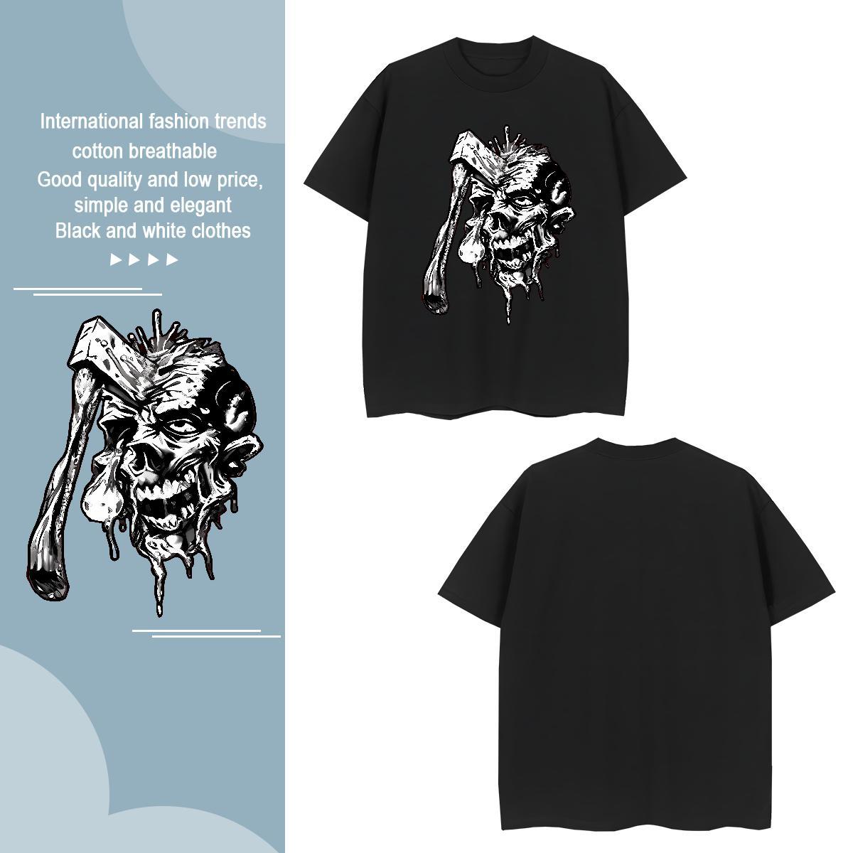 Fashion axe Tshirts 230g Pure Cotton T-Shirts for Men Customized Daily Wear O Neck Short Sleeves Soft Top Tees